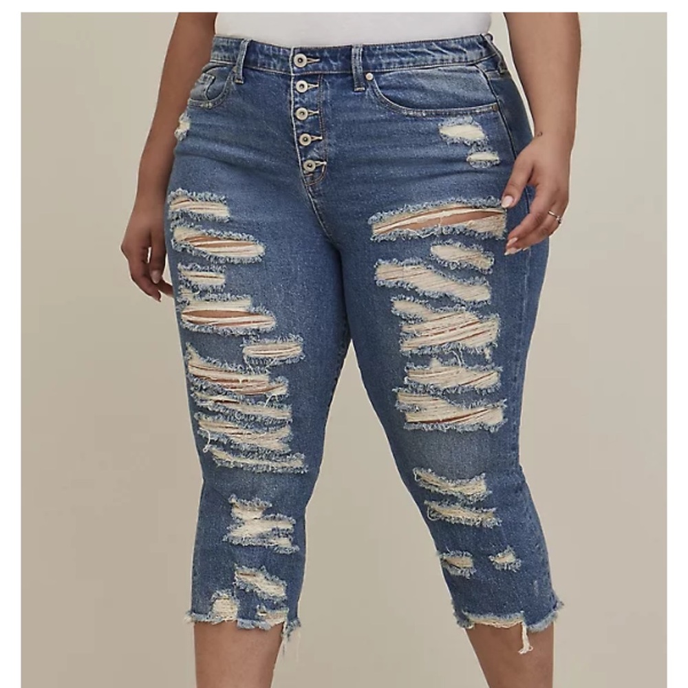 Torrid Crop Stovepipe Straight Classic Denim High-Rise Jean Size 14